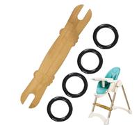 Adjustable High Chair Foot Rest, Non-Slip Natural Wood Highchair Footrest Accessories with Rubber Rings, bamb-oo Wooden Footrest Compatible with Most Highchair