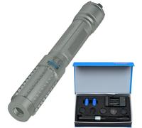 Adjustable High Power Blue Burning Laser, Long Range Flashlight with Adjustable Focus and Multi Patterns for Camping, Hunting, Fishing, Handheld for Hiking Adventures(Silver,Color Gift Box)