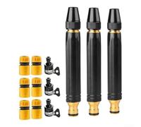 Adjustable High Pressure Water Hose Nozzles Kit Featuring Solid Brass Construction And Eight Times Boost For Washing Cars Patios And Driveways With A Twenty Meter Range And Quick Half Inch Connection