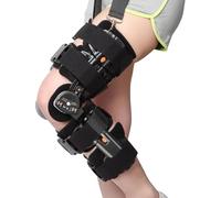 Adjustable Hinged Knee Brace with ROM Lock & Side Stabilizers - Post-Op ACL/PCL/MCL Support, Left Leg Orthopedic Immobilizer for Men/Women, Sports Injury & Rehab(Color:Left Side)