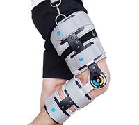 Adjustable Hinged ROM Knee Brace with Strap, Post OP Patella Injury Immobilizer Brace Orthopedic Guard Protector for Left Leg and Right Leg,Grey