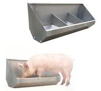 Adjustable Hog Feeding Trough 70-200 cm, Heavy-Duty Stainless Steel, Multi-Hole Pig Feeder for Poultry & Swine, Easy-Clean