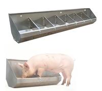 Adjustable Hog Feeding Trough 70-200 cm, Heavy-Duty Stainless Steel, Multi-Hole Pig Feeder for Poultry & Swine, Easy-Clean