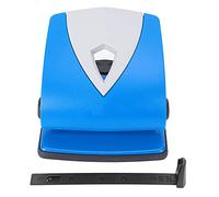 Adjustable Hole Punch, Manual Paper Punching Machine, Compact Plastic Binding Tool with Positioning Ruler and Storage Tray, for Office School Craft Projects, ABS+Iron Construction (Blue)
