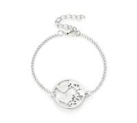 Adjustable Hollow World Map Bracelet Link Stainless Steel Jewelry for Women