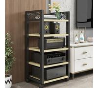 Adjustable Holz & Stahl HiFi Rack with Wheels 3/4/5-Tier oturm for o Conents Open CD Player Stand Perfect for Home Theater & Bedroom (Yellow 108cm/42.5in)