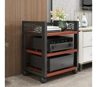 Adjustable Holz & Stahl HiFi Tower 3/4/5-Tier o Rack with Wheels Open CD Player Stand Perfect for Home Theater & Bedroom (Red 68cm/26.8in)