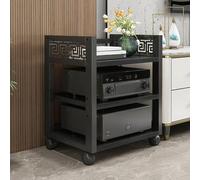 Adjustable Holz & Stahl o Tower 3/4/5-Tier HiFi Rack with Wheels Open CD Player Stand for Home Theater & Bedroom (Black 68cm/26.8in)