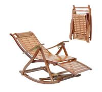 Adjustable Home Garden Bamboo Rocking Lounger Chair Recliner Relaxing Sun Chair