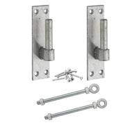 Adjustable Hook on Plate Set - 12mm, 16mm or 19mm | Black or Galvanised | 100mm or 150mm Threaded Eye | Heavy Duty Gate Fitting for Wooden Gates, Sheds, or Barns (Galvanised, 12mm x 100mm)