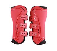 Adjustable Horse Front Leg Guard Non Slip Soft Lining for Running and Jumping Horse Sport Boots PU Neoprene Red (Medium Size)