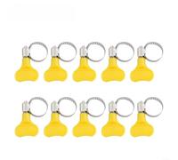 Adjustable Hose Clamps 10-38mm, 10pcs Set with Yellow Plastic Handle, Made from 201 Stainless Steel for Durable Pipe and Gas Line Sealing(10PCS 13-19mm)