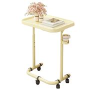 Adjustable Hospital Bed Table with Wheels - 3 Height Settings, Magnetic Top, and Cup Holder for Convenient Dining and Work in Bed