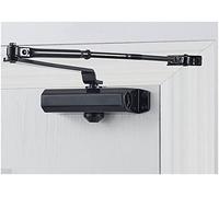 Adjustable Hydraulic Door Closer - Automatic Silent Door Stop for 25-80kg Doors - Dual Spring Mechanism - Black and Silver Finish - Heavy Duty Easy Installation