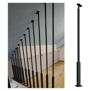 Adjustable Indoor Iron Loft Banister Safety Wall - Modern Black White Gold Decor Custom Height Stair Parts Floor to Ceiling Railing Spindles (1 pcs Black H 180cm/70.9in)