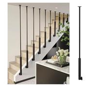 Adjustable Indoor Outdoor L Shaped Metal Stair Railing 72.8" Black Rustproof Non Slip Spindles Scratch Resistant for Homes & Commercial Use (1 Piece)