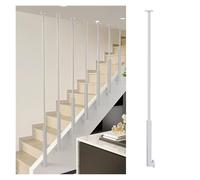 Adjustable Indoor Outdoor Metal Stair Railing 90.6" White Rustproof Non Slip Spindles Scratch Resistant Porch Handrail for Home & Commercial Use (1 Piece)