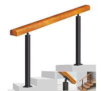 Adjustable Indoor/Outdoor Stair Railing Kit - 1-5 Steps, 2 Posts, Wooden & Metal Support Set, Easy Installation, Safe Solution for Home & Garden Safety