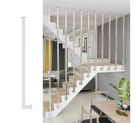 Adjustable Indoor Railing Spindles, Easy-to-Install Balusters for Flat & Sloping Stairs, Black/White Pillars for Hallway & Loft Decor (White, 60cm/23.6in)