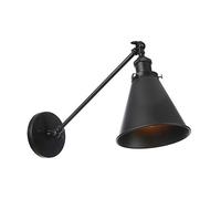 Adjustable Industrial Metal Wall Lamps - Retro Black Swing Arm Reading Light, Antique Wall Sconces for Bedroom, 20cm Home Lighting Decor