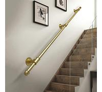 Adjustable Industrial Stair Railing 2.4m Gold il with Wall Mount Safe for Seniors and Children Perfect for Disability Support 30-60cm Height Range