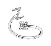 Adjustable Initial Rings for Women UK A-Z Stackable Alphabet Opening Rings 925 Sterling Silver Jewelry Accessory Gifts for Girls Womens