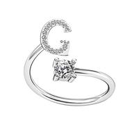 Adjustable Initial Rings for Women UK A-Z Stackable Alphabet Opening Rings 925 Sterling Silver Jewelry Accessory Gifts for Girls Womens