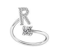 Adjustable Initial Rings for Women UK A-Z Stackable Alphabet Opening Rings 925 Sterling Silver Jewelry Accessory Gifts for Girls Womens