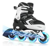 Adjustable Inline Skates for Boys, Blades Roller Skates with All Light up Wheels for Big Kids, Black, Size 1 2 3 4