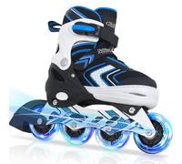Adjustable Inline Skates for Boys, Blades Roller Skates with All Light up Wheels for Big Kids, Blue, Size 10 11 12 13
