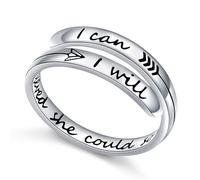 Adjustable Inspirational Rings 925 Sterling Silver Stacking Wrap Spiral Twist Statement Band Encouragement Gift for Women Men(She believed she could so she did,I can I will)