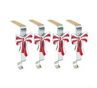 Adjustable Iron Christmas Stocking Hooks 16cm Silver Gold Set of 4 | Rust resistant iron material dual color metallic finish fits mantelpieces displays ornaments or handbags