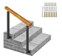 Adjustable Iron Handrail for Indoor/Outdoor Stairs Perfect for 2-3 Steps Garden Veranda Transition Railing Includes Wooden Handgrips and Easy Installation