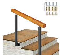 Adjustable Iron il Post for Outdoor Steps, Side Wall Stair Railing Kit for 2-3 Steps, Wooden Stair Transition Guardrail, Durable Safety Support.