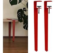 Adjustable Iron Table Legs F-Shape 2 Pieces 71cm Red Removable Metal Dining Table Feet Non-Stamped Design DIY Clamp Legs for Coffee Table Bench or Console
