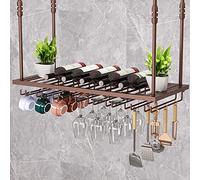 Adjustable Iron Wine Rack, Creative Hanging Ceiling Shelf, Reversible Bottle Holder, Glass Champagne Glasses Storage, Stylish Metal Wine for Home and Bar