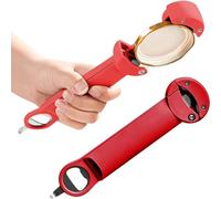 Adjustable Jar Opener Manual Can Opener Bottle Opener Fit for Caps 1 to 3.7 Inch, Suitable for Weak Hands Seniors (Red)