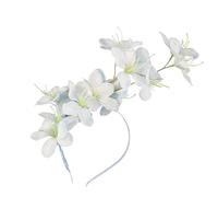 Adjustable Jasmine Blossom Headband with Green Leaves Floral Ornament Bridesmaids Photoshoots Traditional Hair Decoration