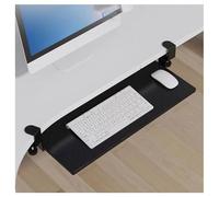 Adjustable Keyboard Tray Under Desk, Ergonomic Sliding Support for Computer Keyboard & Mouse, 45° Clamp Design, Compact Black, Perfect for Home & Office Use