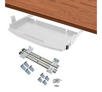 Adjustable Keyboard Tray with Armrest, Ergonomic Metal Sliding Shelf with Drawer for Optimal Workspace Comfort, Perfect for Home Office and Gaming Setup.
