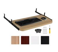 Adjustable Keyboard Tray with Pull Out Design, Wooden Under Desk Keyboard Holder, Perfect Office Accessory for Efficient Setup, Fits Most Desks