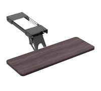 Adjustable Keyboard Tray with Swivel & Tilt Under Desk Slide Out Keyboard Holder with Mouse Pad & Wrist Supports 25kg Capacity (Brown 64x24cm 25.2x9.4inch)