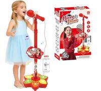 Adjustable Kids Karaoke Microphone with Stand, Extends up to 39.4” Height, Detachable Handheld Mic with LED Light Base & Type-C Adapter, Compatible with Android/iOS/PC for Singing & Parties