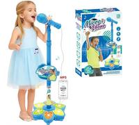 Adjustable Kids Karaoke Microphone with Stand, Extends up to 39.4” Height, Detachable Handheld Mic with LED Light Base & Type-C Adapter, Compatible with Android/iOS/PC for Singing & Parties