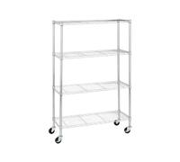 Adjustable Kitchen Cart with 4 Shelves 3-Inch Swivel Wheels Chrome Metal nizer Multi-Functional Kitchen Island Rolling Service Cart for Home & Dining