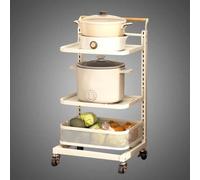 Adjustable Kitchen Pan Rack - 3 Tier Shelf & 2 Baskets for Cupboard Storage Free Standing Plate Holder Space-Saving Kitchen Storage Solution White
