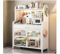 Adjustable Kitchen Storage Shelf with Drawer & Microwave Stand White 179 x 80 cm - Versatile for Cabinets Space-Saving Design Sturdy & Stylish