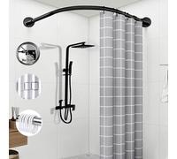 Adjustable L Sd Corner Shower ain Rod 304 Stainless Steel Curved Rack with Hoo & ain Fits 70 95cm x 105 165cm Ideal for Bathroom Space Saving Soluts