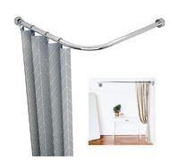 Adjustable L-Shape Stainless Steel Shower Curtain Rod - No-Drill Tension Pole, Extendable Curved Rail for Bathroom & Kitchen, Fits 70-95 * 90-130cm Spaces