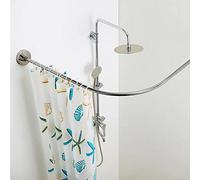 Adjustable L Shaped Shower Curtain Rod Curved No Drill Stainless Steel for Bathtub & Dressing Room Extendable 100 160cm x 60 80cm Modern Design.
